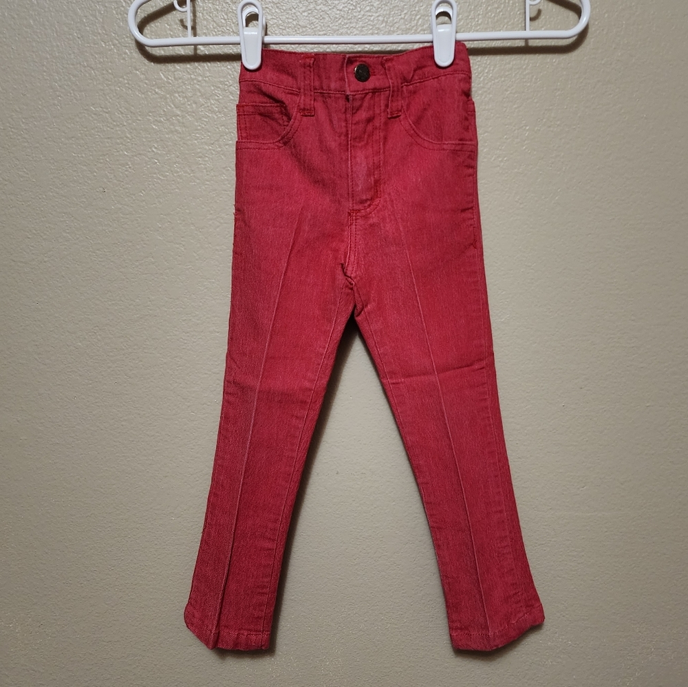 Pleated Red Denim Jeans Pants